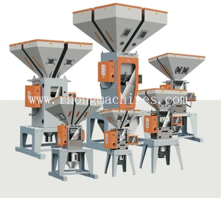 Gravimetric batch blender for plastic materials